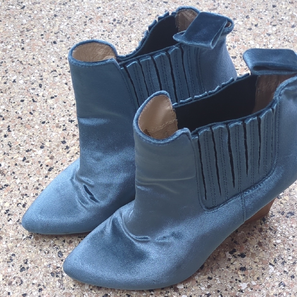 Blue Suede Chelsea Ankle Boots